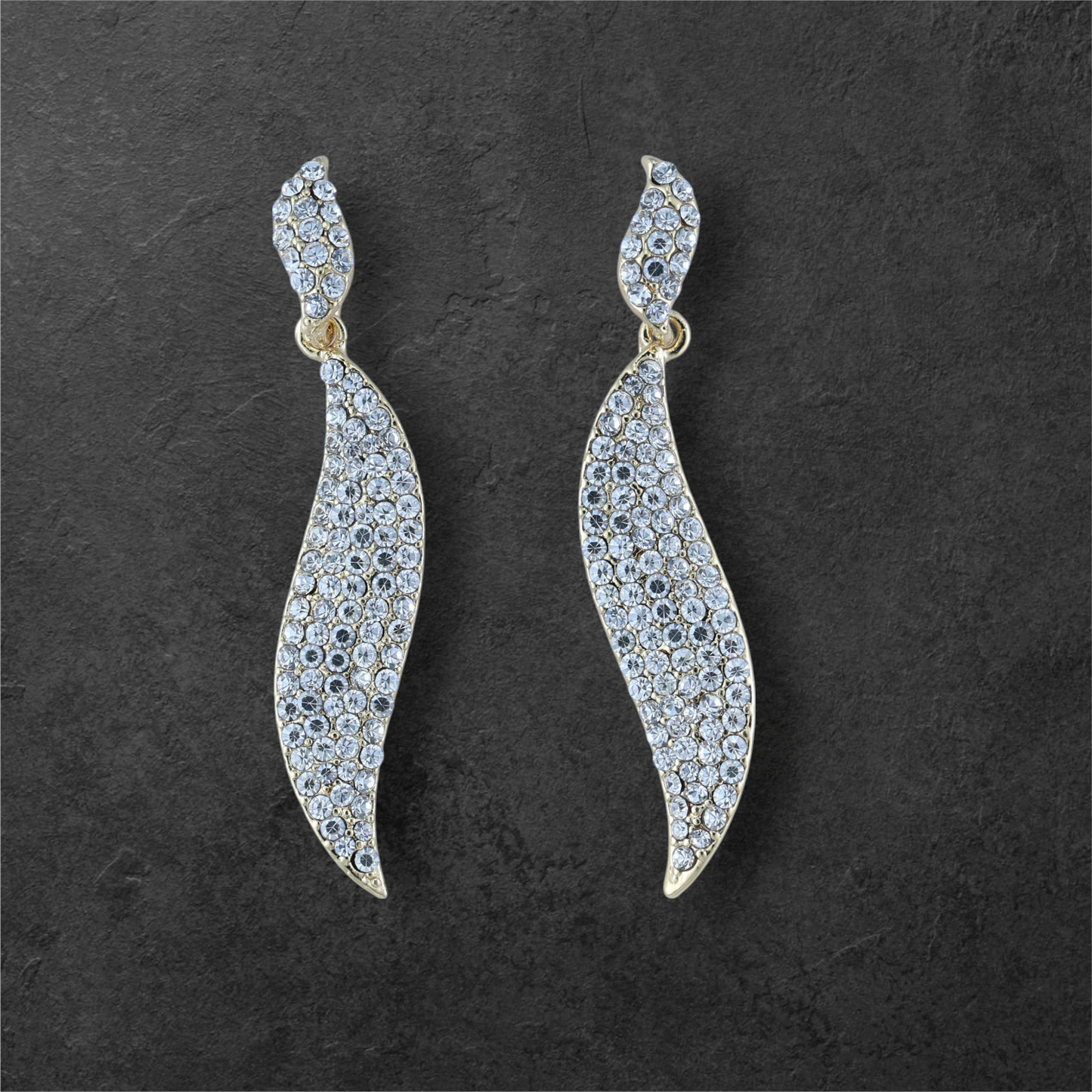 Reet & Riwaz's Shimmery Flame Gold Drop Earrings, zirconia Gold Plated Drops & Danglers for beautiful ladies.