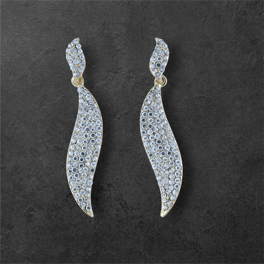 Reet & Riwaz's Shimmery Flame Gold Drop Earrings, zirconia Gold Plated Drops & Danglers for beautiful ladies.