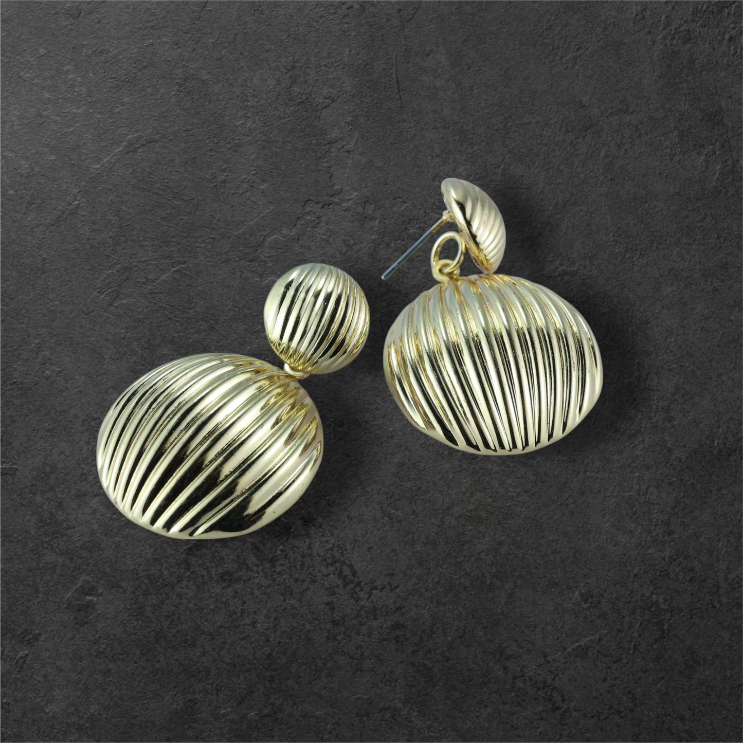 Reet & Riwaz's Chunky Double Sphere Dangles Earrings for Women Fashion | Stylish Trendy Latest Gold Plated Western Dainty Ear Accessories | Korean Earrings for Girls & Womens