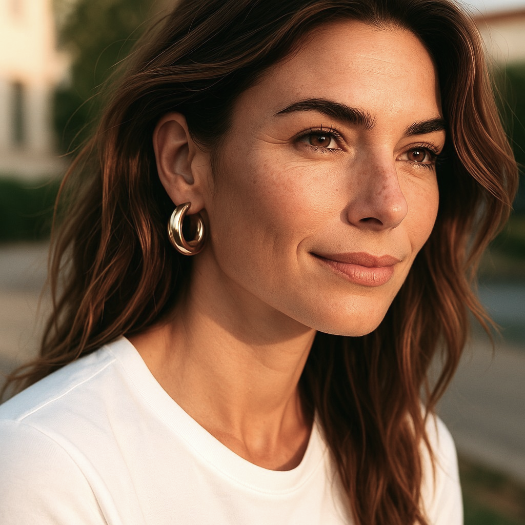 Reet & Riwaz's Anti-tarnish Gold Plated Hoop earrings. Crafted with meticulous attention to detail, these stunning hoop earrings feature a sleek, curved design that exudes sophistication and modern luxury.